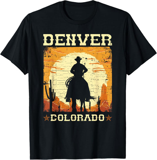 Denver Colorado CO Western Country Cowboy T-Shirt - T-Shirt | Black
