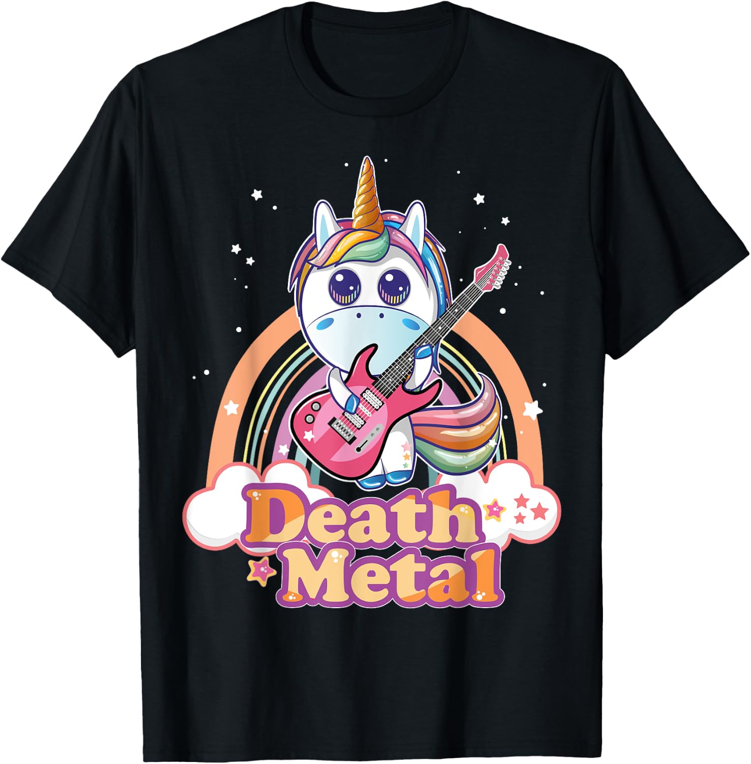 Cute Death Metal Unicorn Hard Rock Heavy Metal Music T-Shirt - T-Shirt | Black