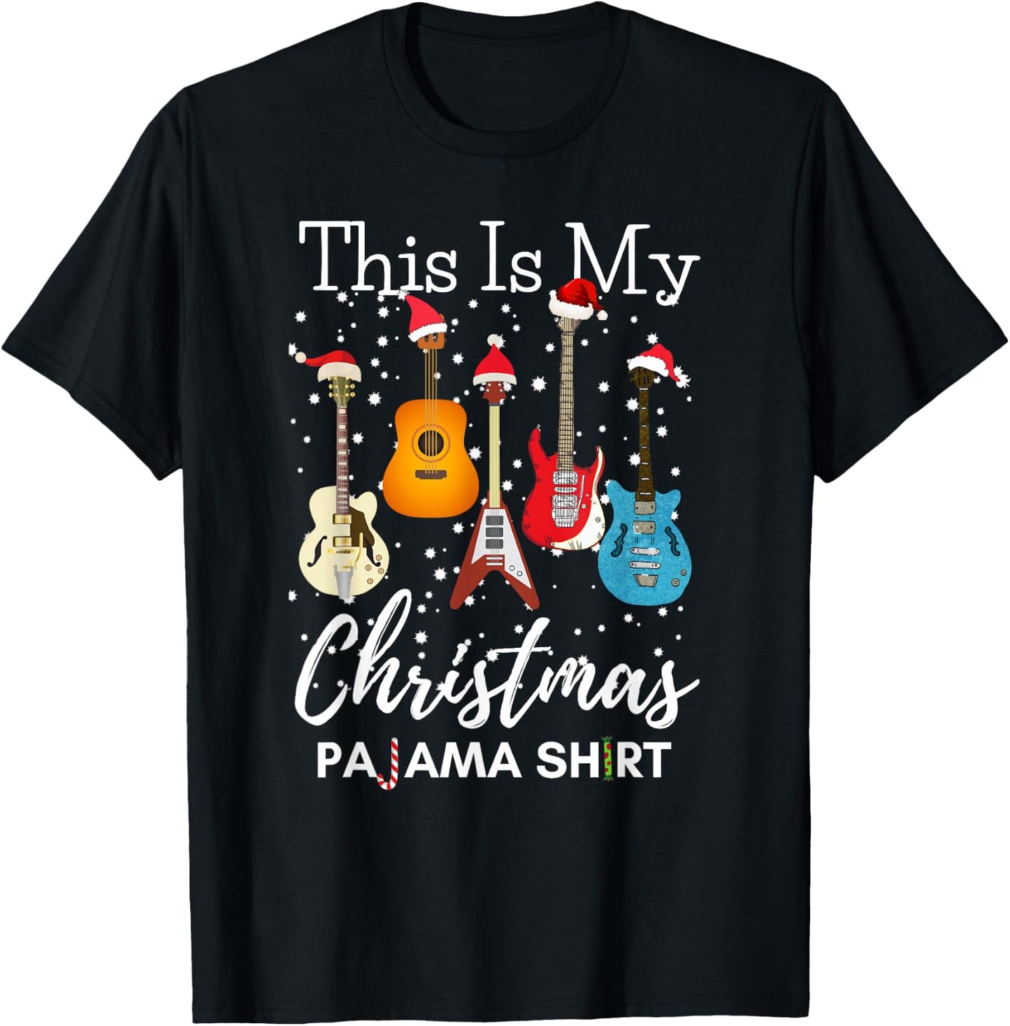 This Is My Christmas Pajama Guitar Guitarist Music Lover T-Shirt - T-Shirt | Black