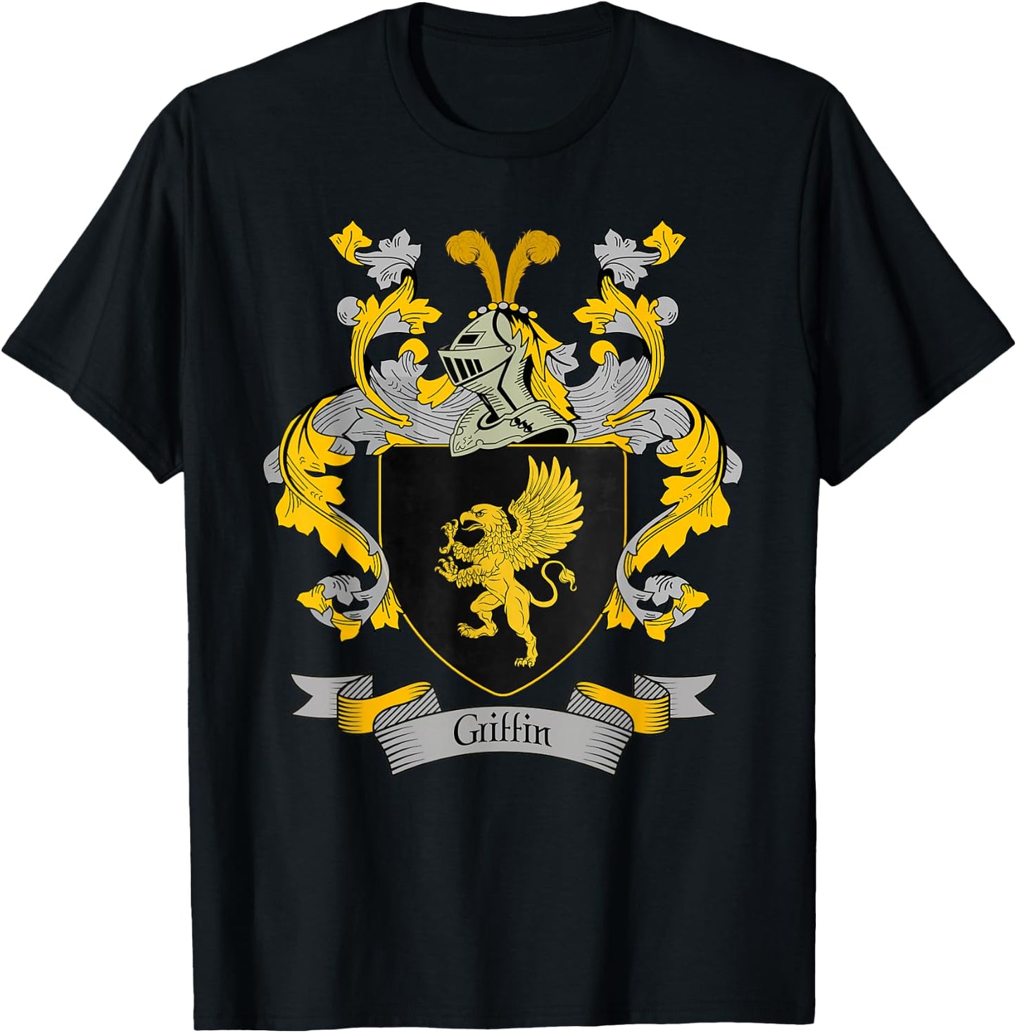 Griffin Coat of Arms | Griffin Surname Family Crest T-Shirt - T-Shirt | Black