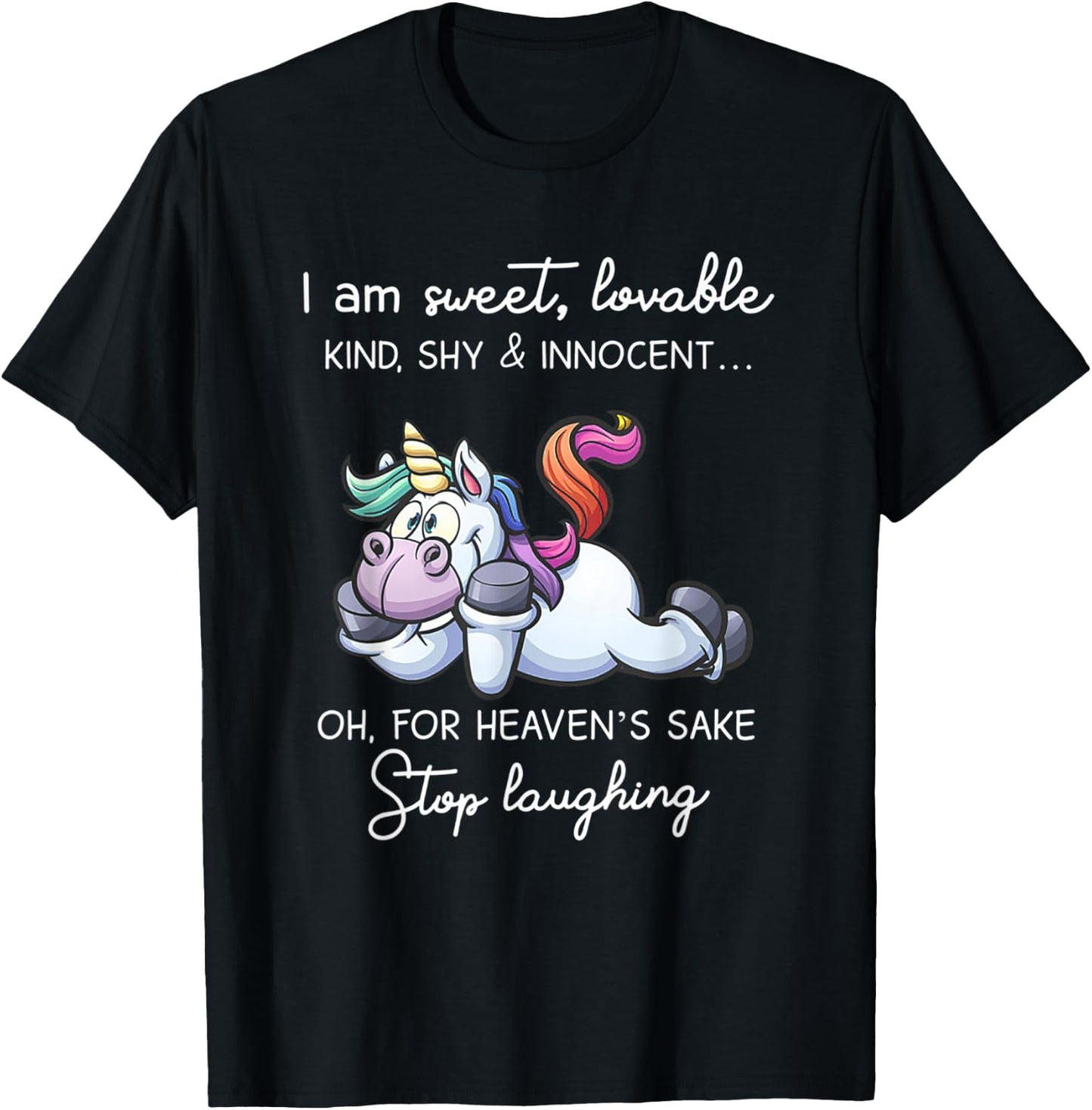 Unicorn I'm Sweet Lovable Kind Shy & Innocent T-Shirt - T-Shirt | Black