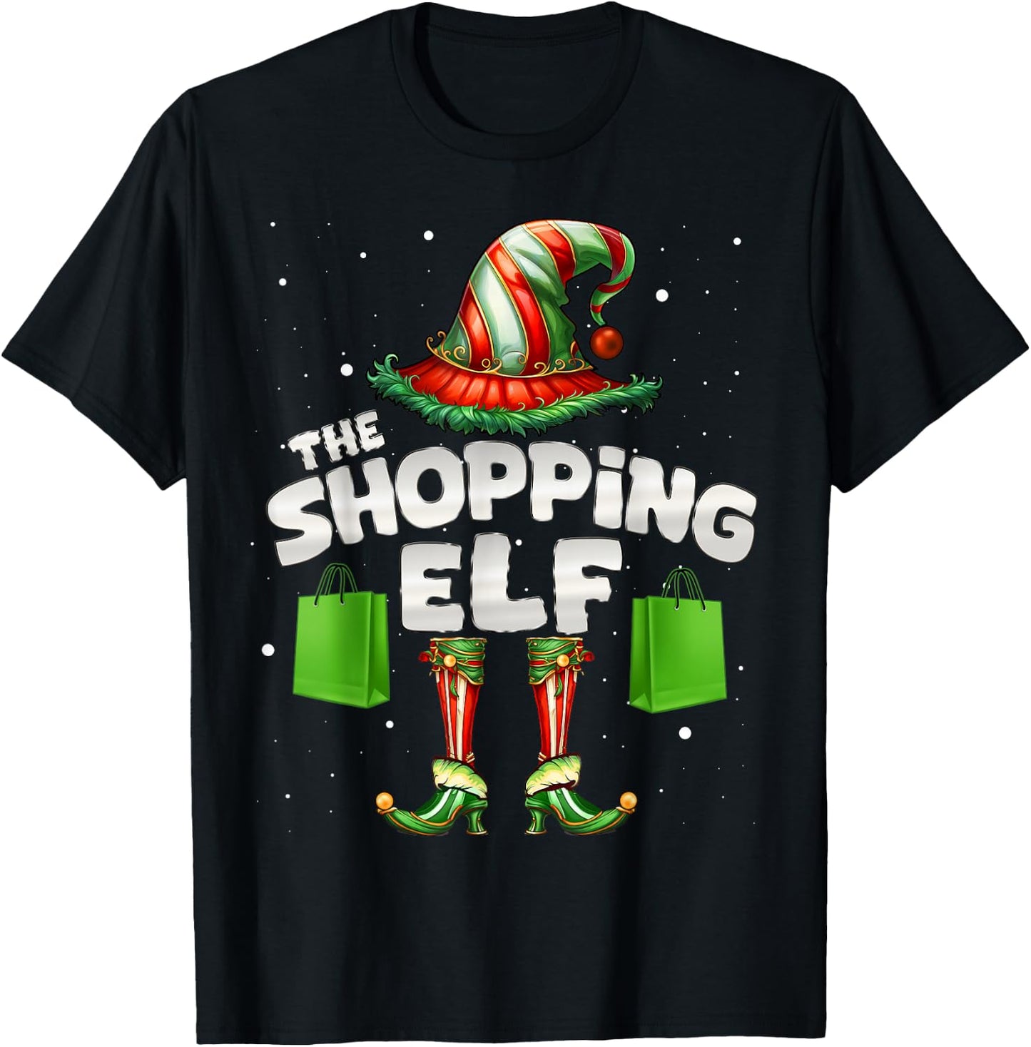I'm The Shopping Elf Family Matching Group Christmas T-Shirt - T-Shirt | Black