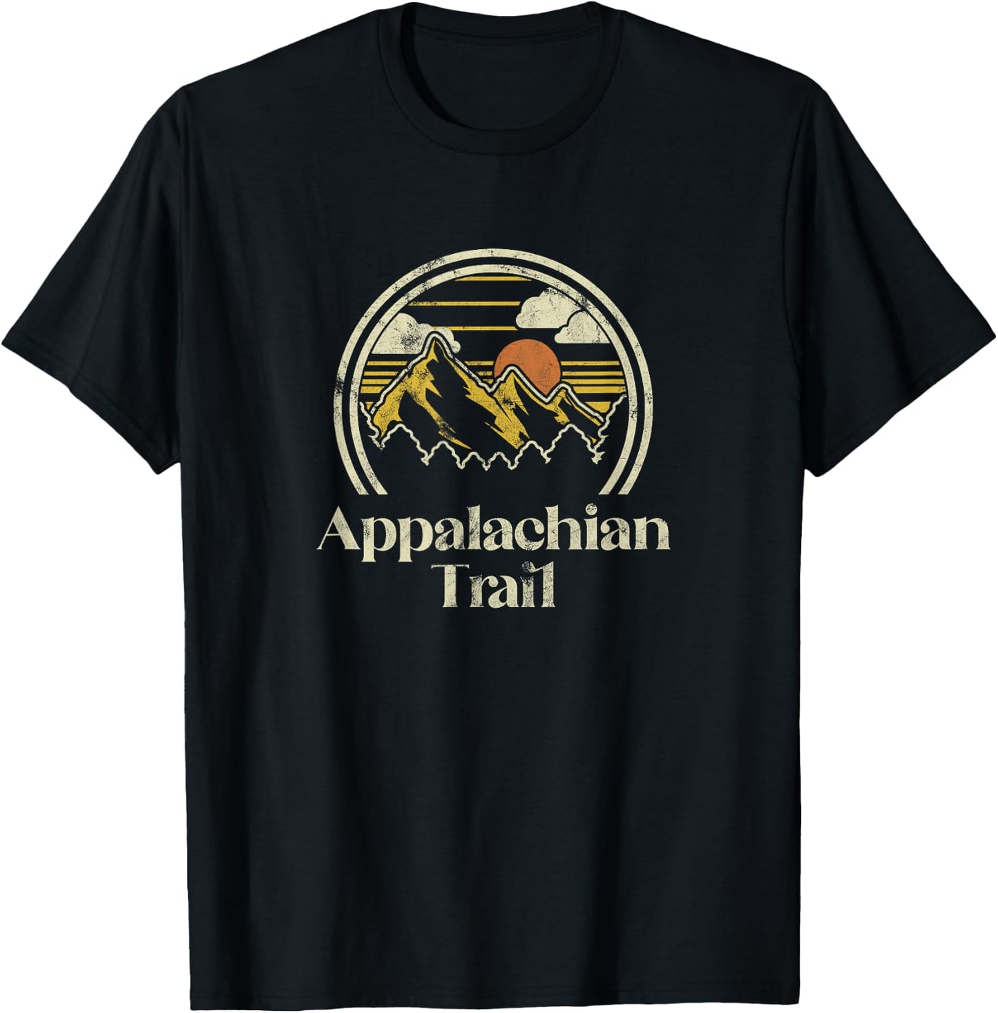 Appalachian Mountains Trail Vintage Hiking Camp Retro , Grey, Small T-Shirt - T-Shirt | Black