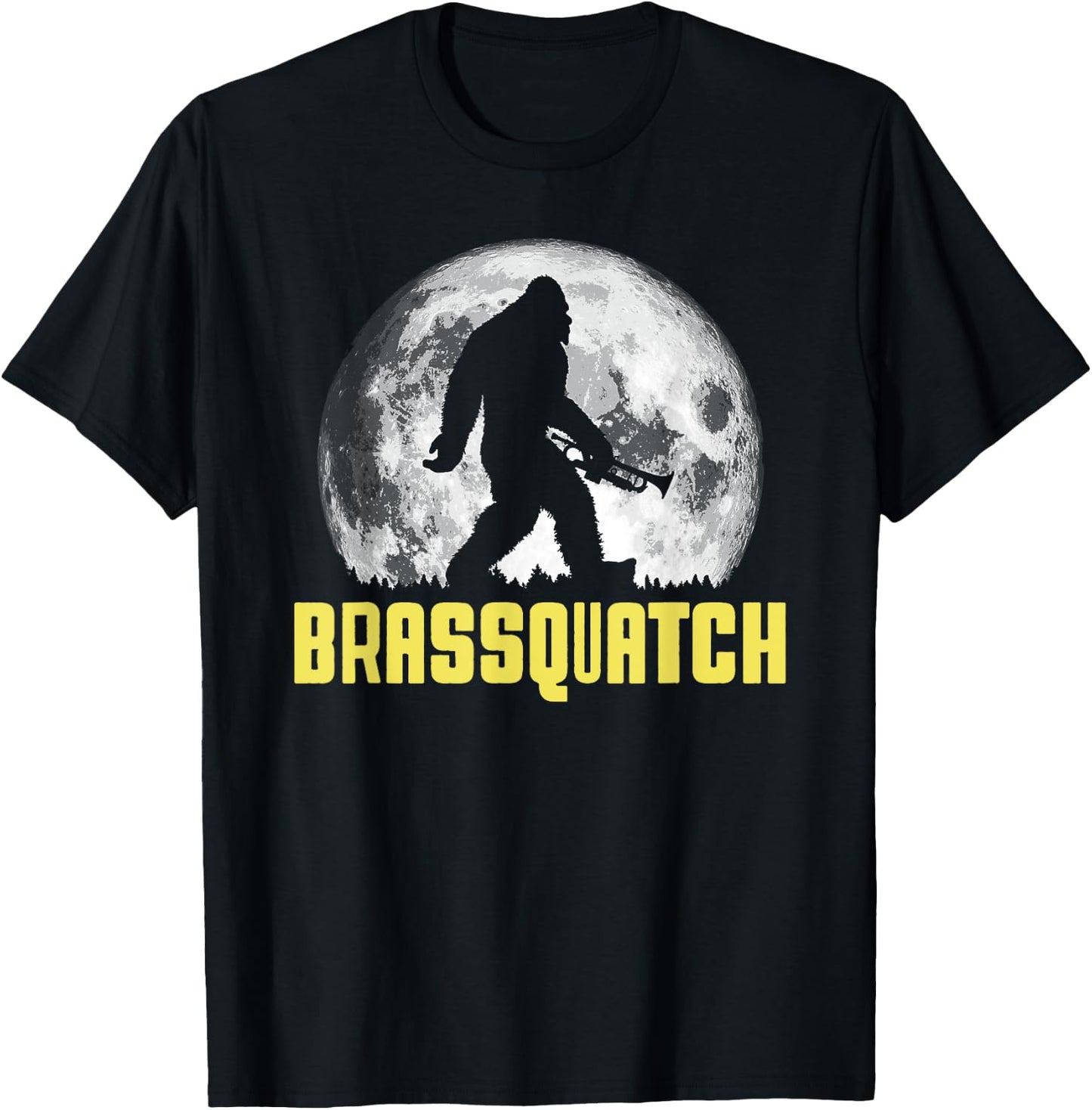 Brassquatch! Funny Bigfoot Trumpet / Brass Instrument T-Shirt - T-Shirt | Black