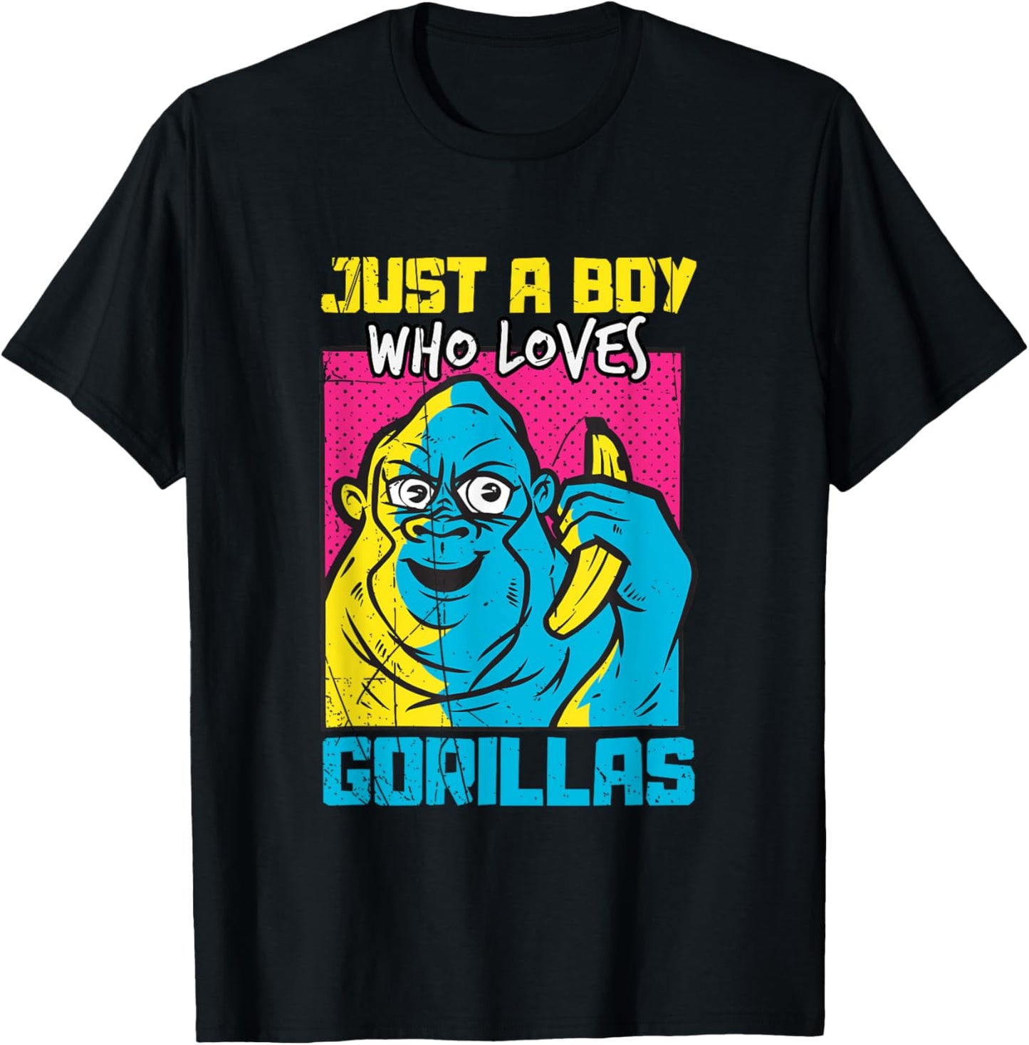 Just A Boy Who Loves Gorillas T-Shirt - T-Shirt | Black