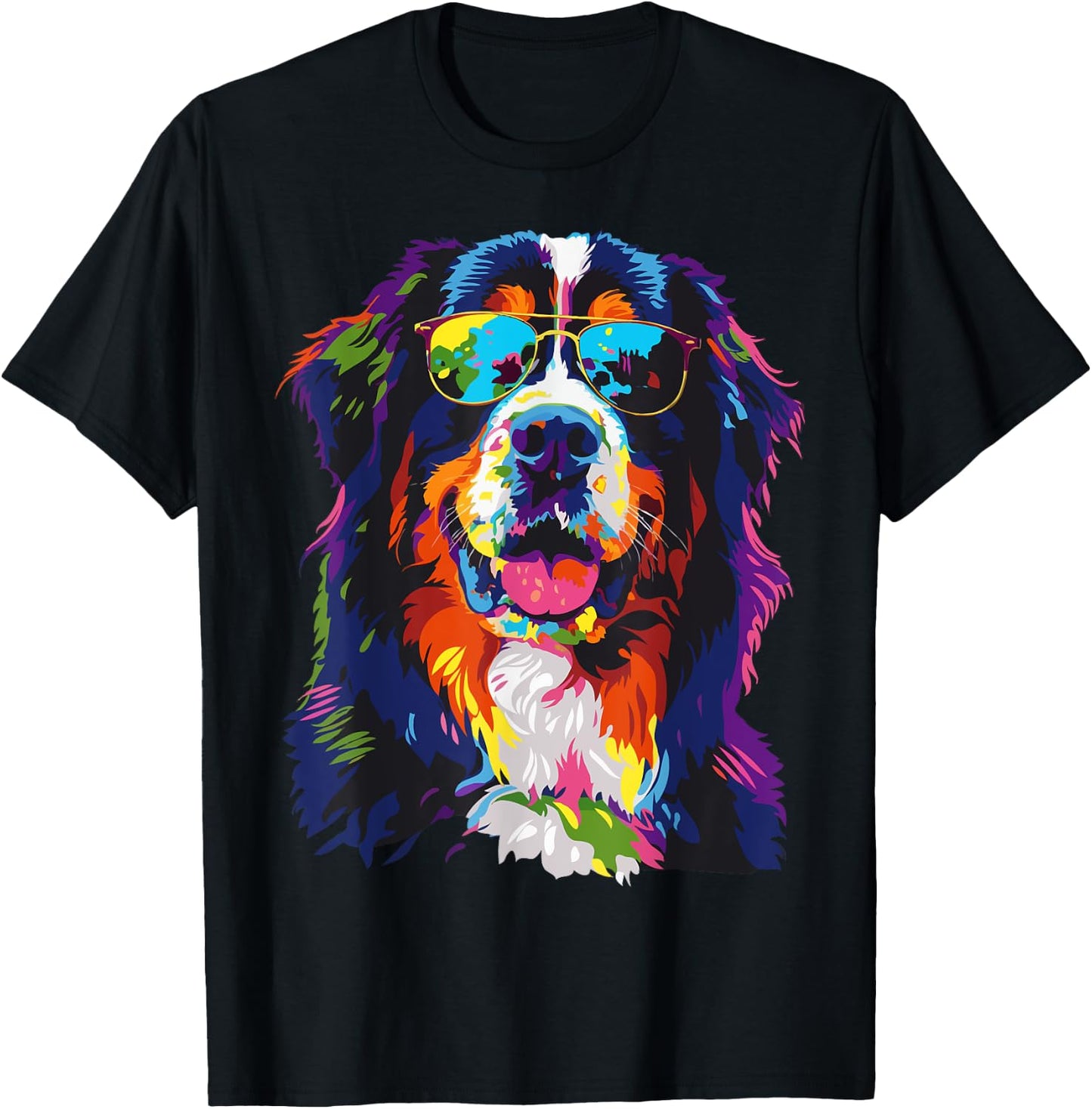 Bernese Mountain Dog Lover Pop Art Funny Mountain Dog T-Shirt - T-Shirt | Black