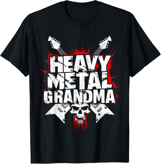 Heavy Metal Grandma - Metalhead Funny Grandmother T-Shirt - T-Shirt | Black