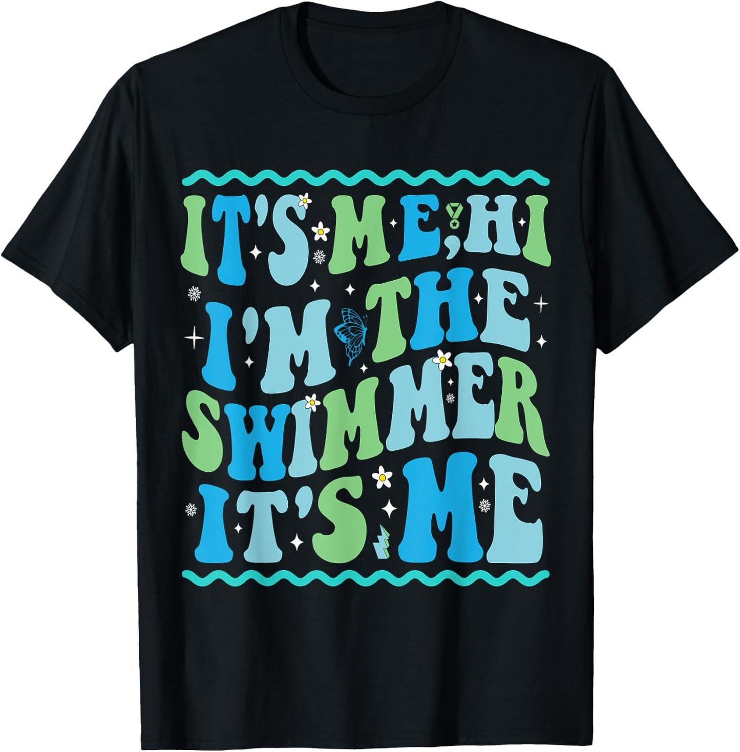 It's Me Hi I'm The Swimmer It's Me Beach Summer Vacation Women Kids T-Shirt - T-Shirt | Black