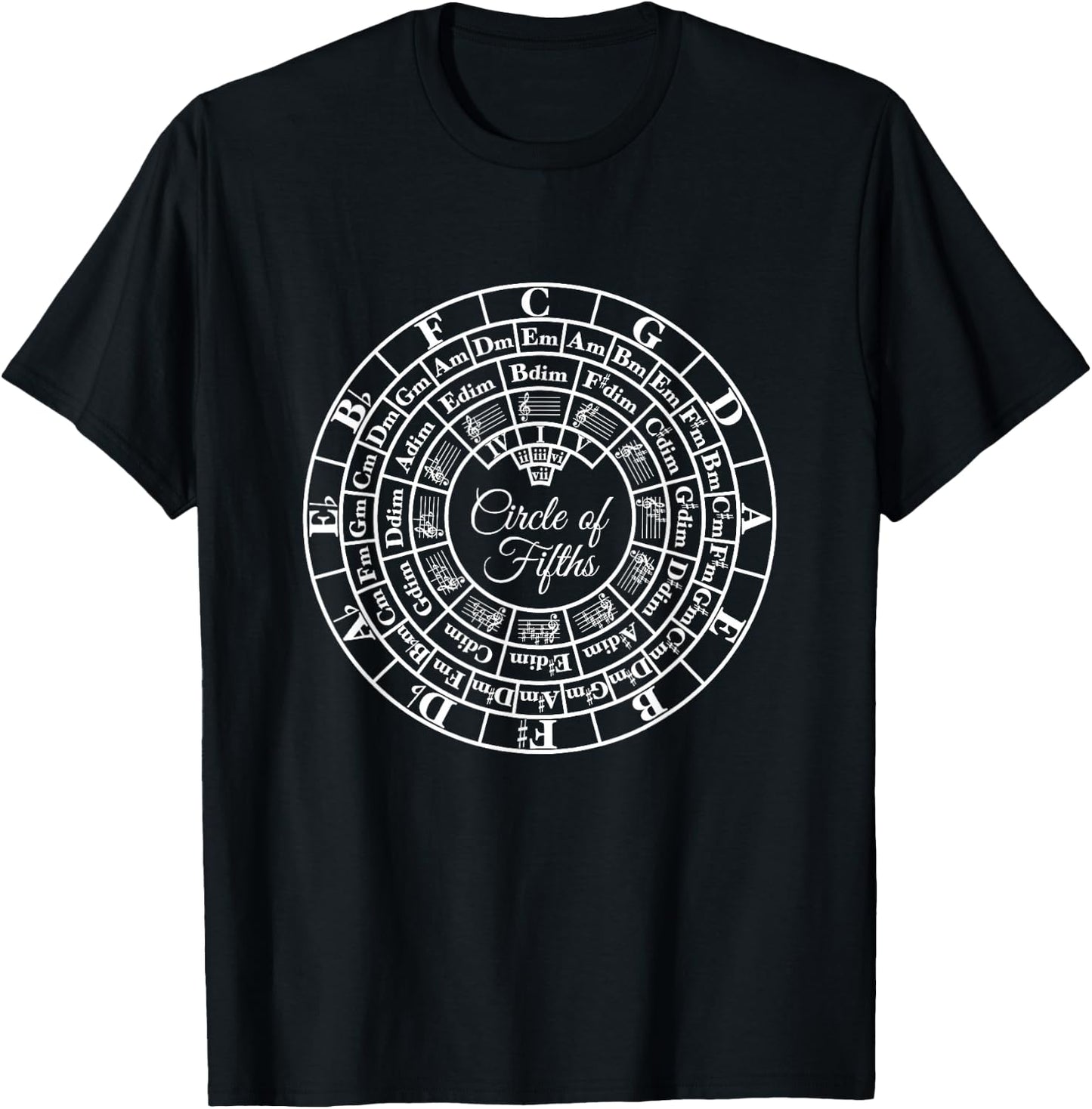 Unique Songwriter Composer Orchestra Band Musician Advanced Music Theory Circle Of Fifths Key Signature Lesson T-Shirt - T-Shirt | Black