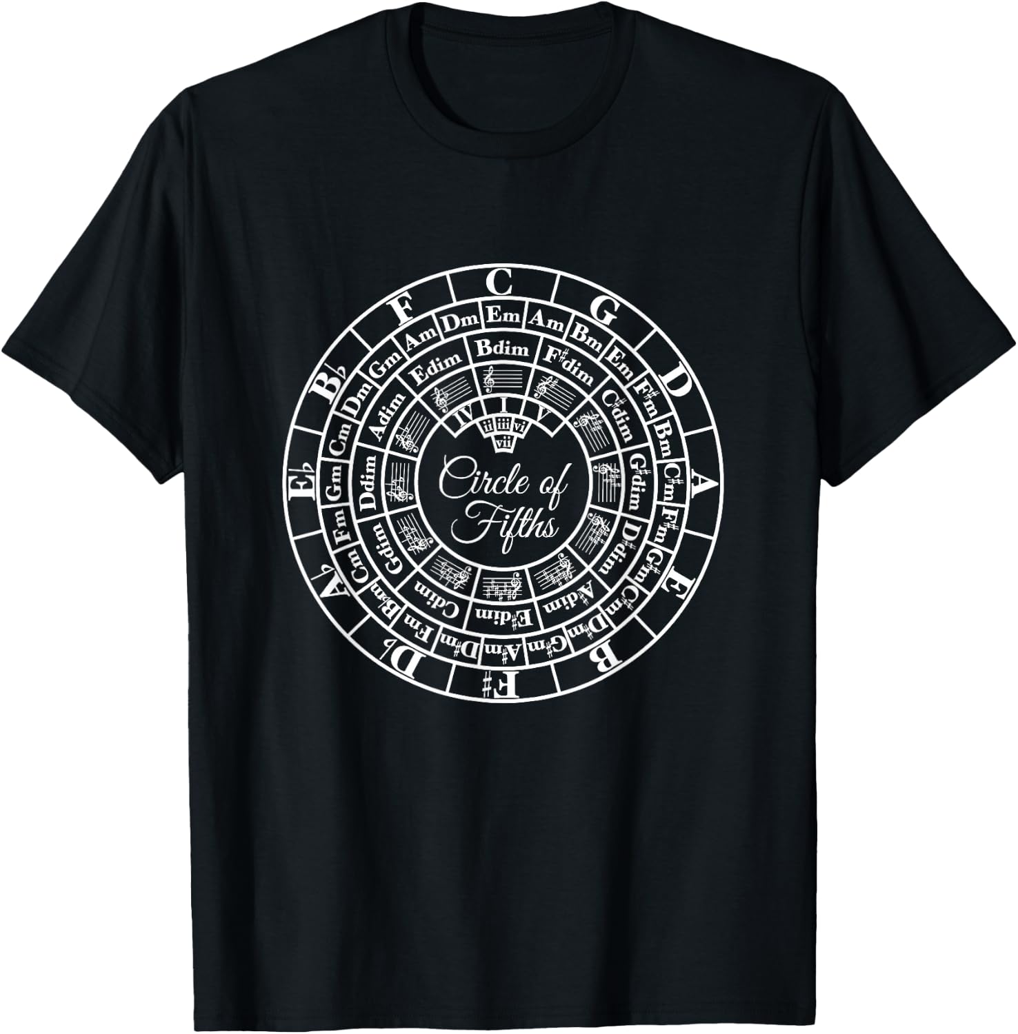 Unique Songwriter Composer Orchestra Band Musician Advanced Music Theory Circle Of Fifths Key Signature Lesson T-Shirt - T-Shirt | Black