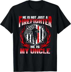My Uncle Is A Firefighter Hero Proud Fire Niece Nephew Gifts T-Shirt - T-Shirt | Black
