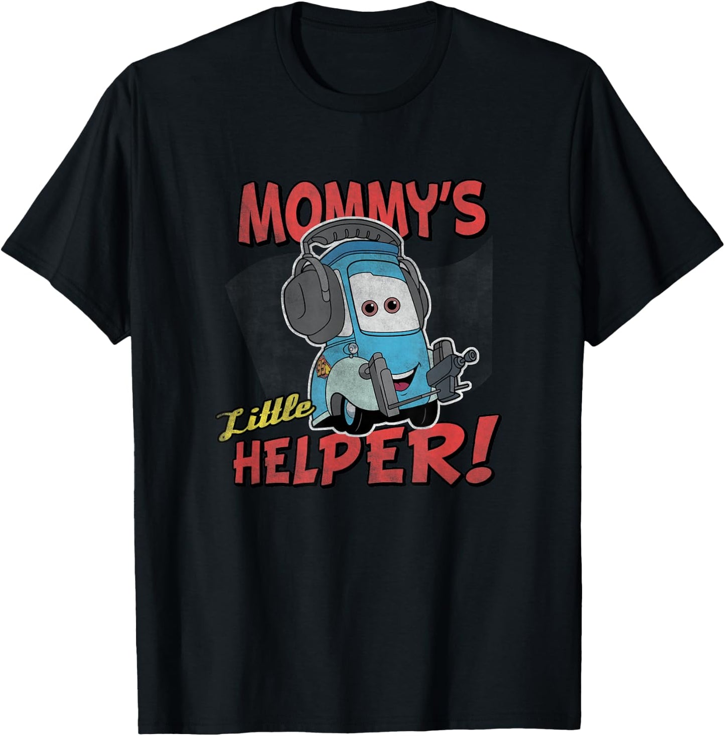 Disney Pixar Cars Mommy's Little Helper! Guido Vintage Shot T-Shirt - T-Shirt | Black