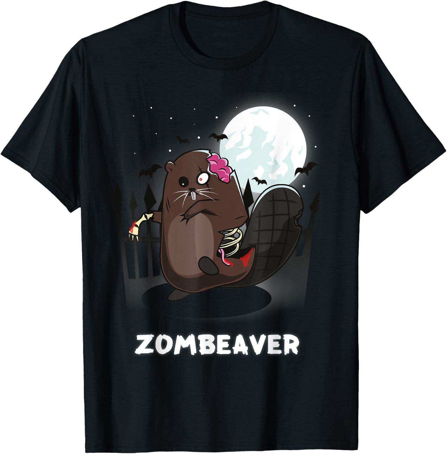 Beaver Lover Zombeaver Pun T-Shirt - T-Shirt | Black