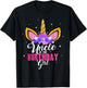 Uncle Of The Birthday Girl Unicorn Birthday Princess T-Shirt - T-Shirt | Black