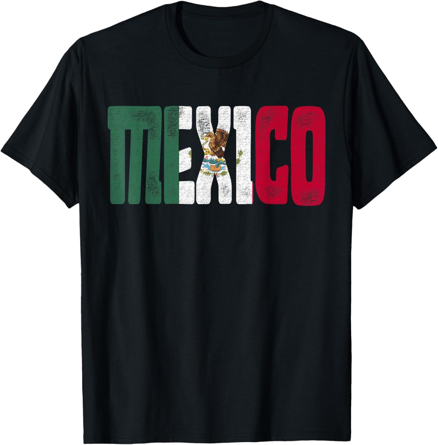 Mexican Flag Pride Mexico Vintage Design T-Shirt - T-Shirt | Black
