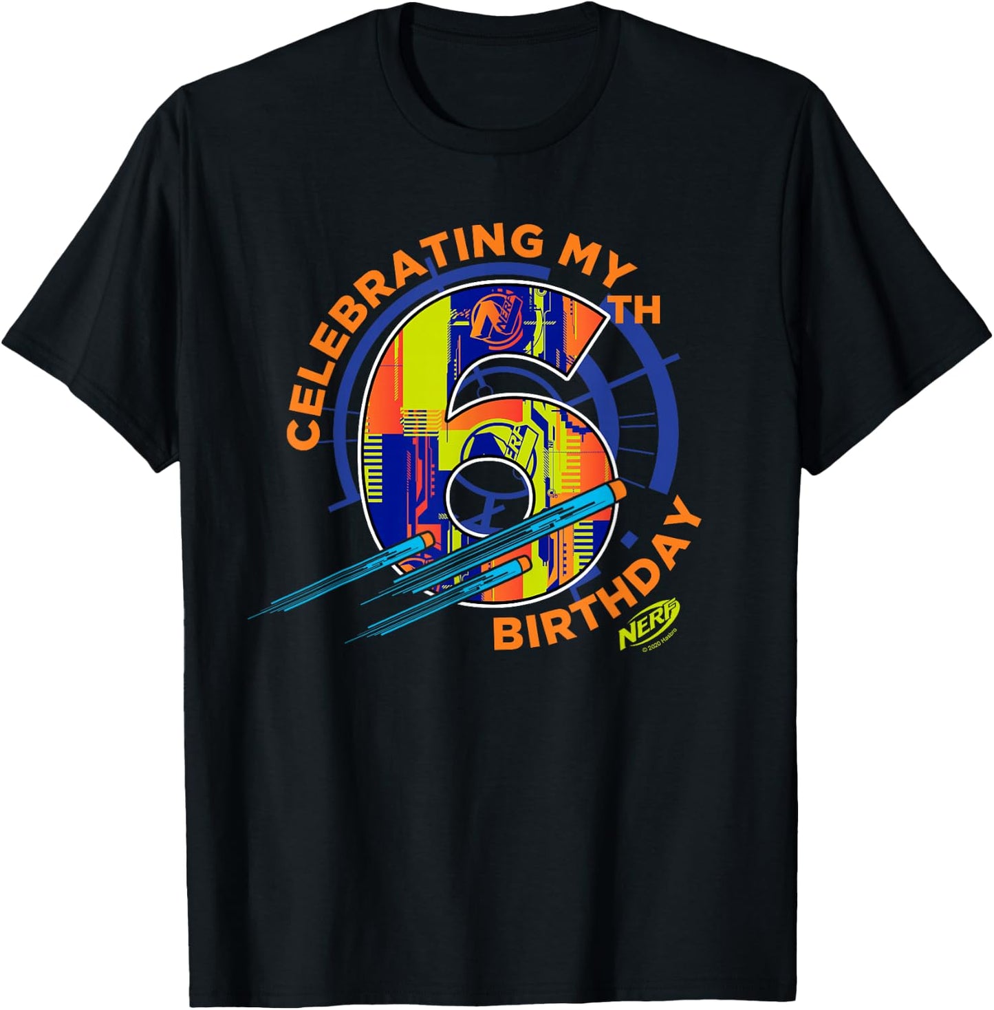 Nerf Celebrating My 6th Birthday Small T-Shirt - T-Shirt | Black