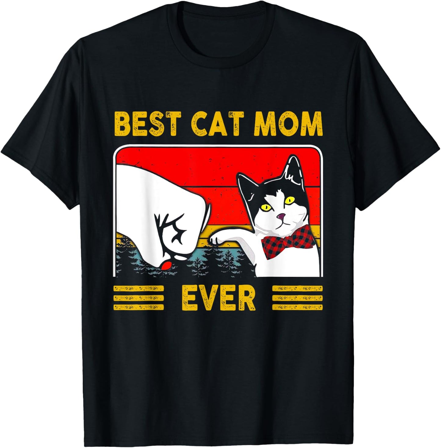 Retro Vintage Best Cat Mom Ever Mother's Day Gifts T-Shirt - T-Shirt | Black