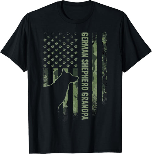 American Camo Flag Proud German Shepherd Grandpa Silhouette