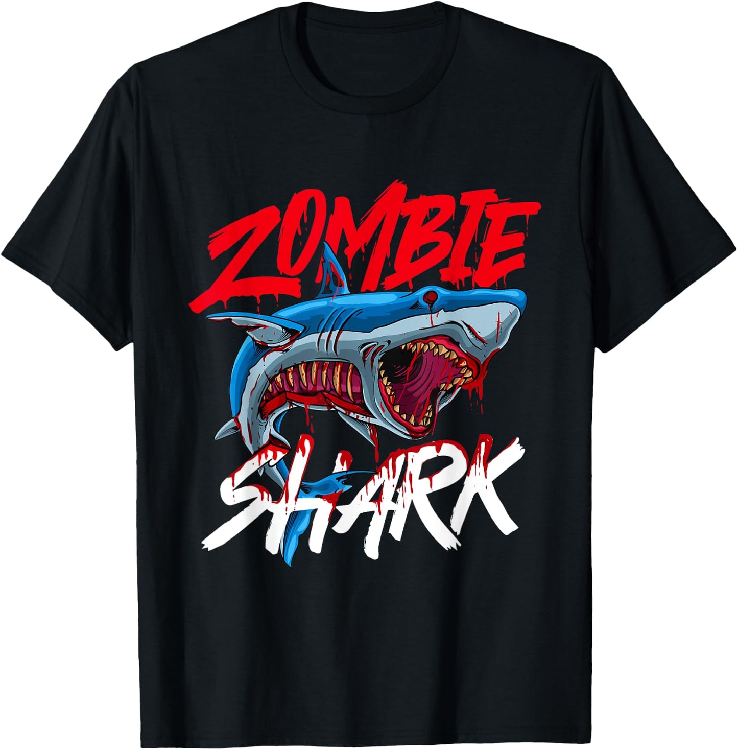 Zombie Shark - Halloween Wildlife Sea Ocean Marine Biologist T-Shirt - T-Shirt | Black