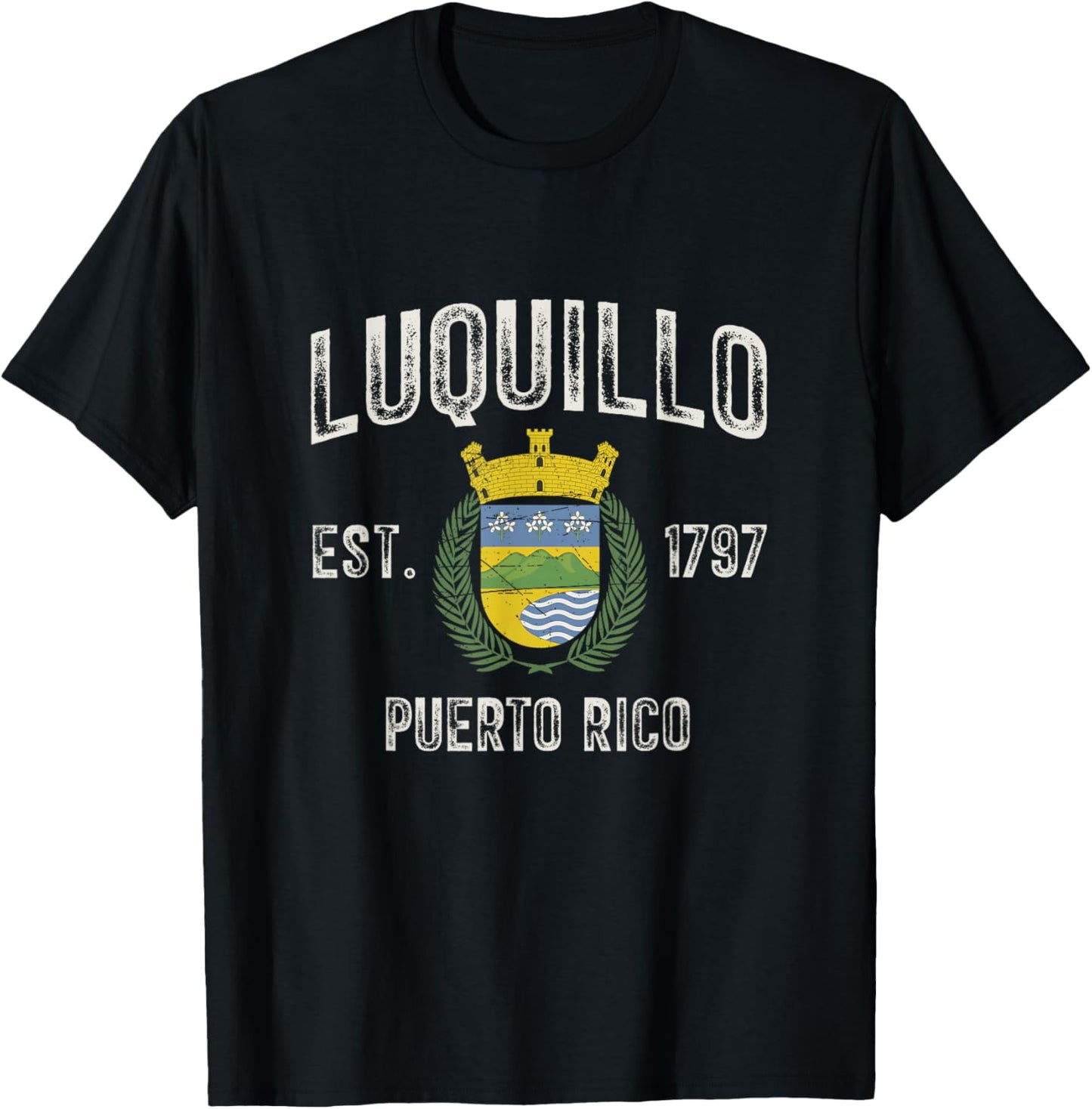 Luquillo City In Puerto Rico Est 1797, Luquillo Armorial T-Shirt - T-Shirt | Black