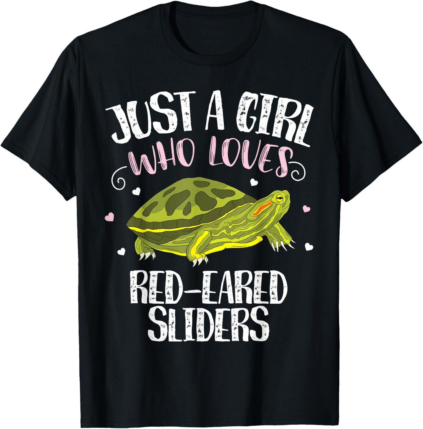 Just A Girl Who Loves Red-Eared Sliders Funny Slider Turtle T-Shirt - T-Shirt | Black