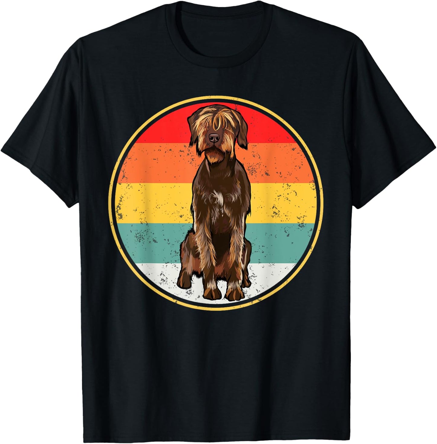 Vintage Retro Sunset Wirehaired Pointing Griffon Dog Women T-Shirt - T-Shirt | Black
