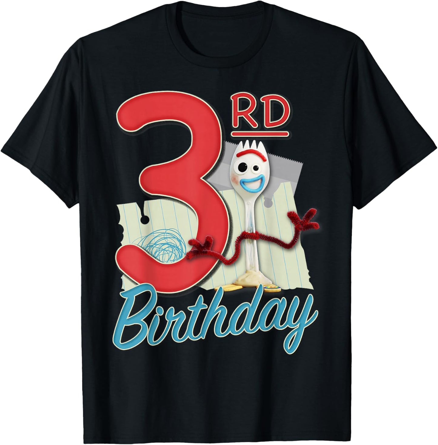 Disney Pixar Toy Story 4 Forky 3rd Birthday T-Shirt - T-Shirt | Black