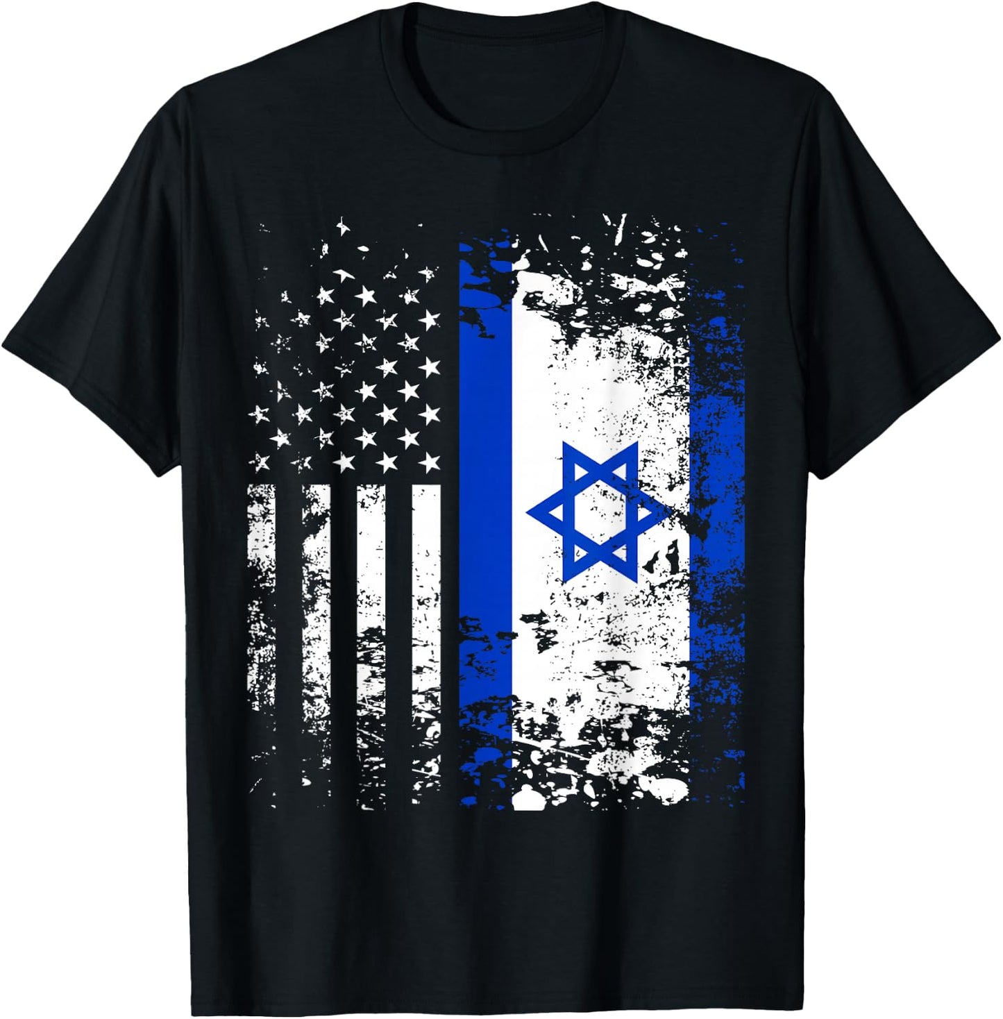 Proud Israeli USA Flag Patriotic Pride American Israel Flag T-Shirt - T-Shirt | Black