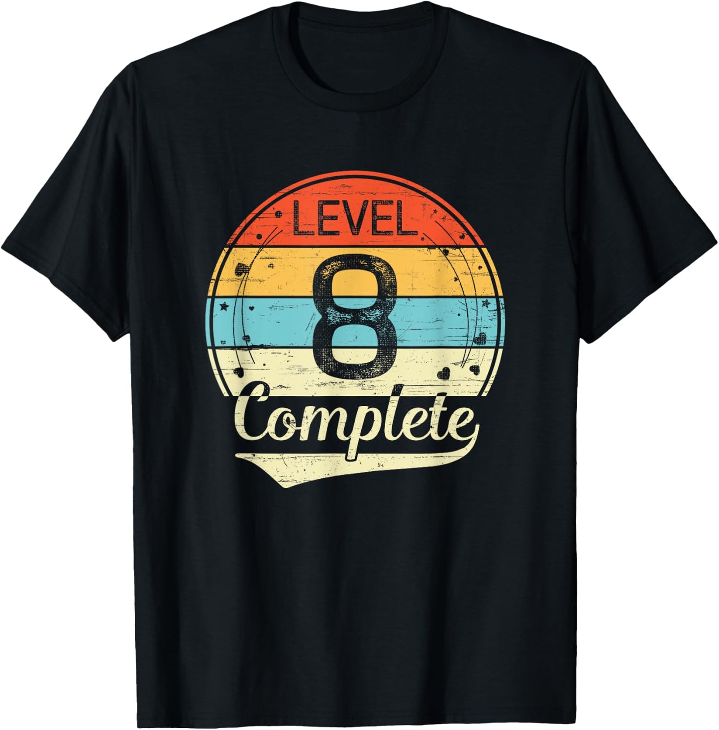 Level 8 Complete Retro 8th Wedding Anniversary T-Shirt - T-Shirt | Black