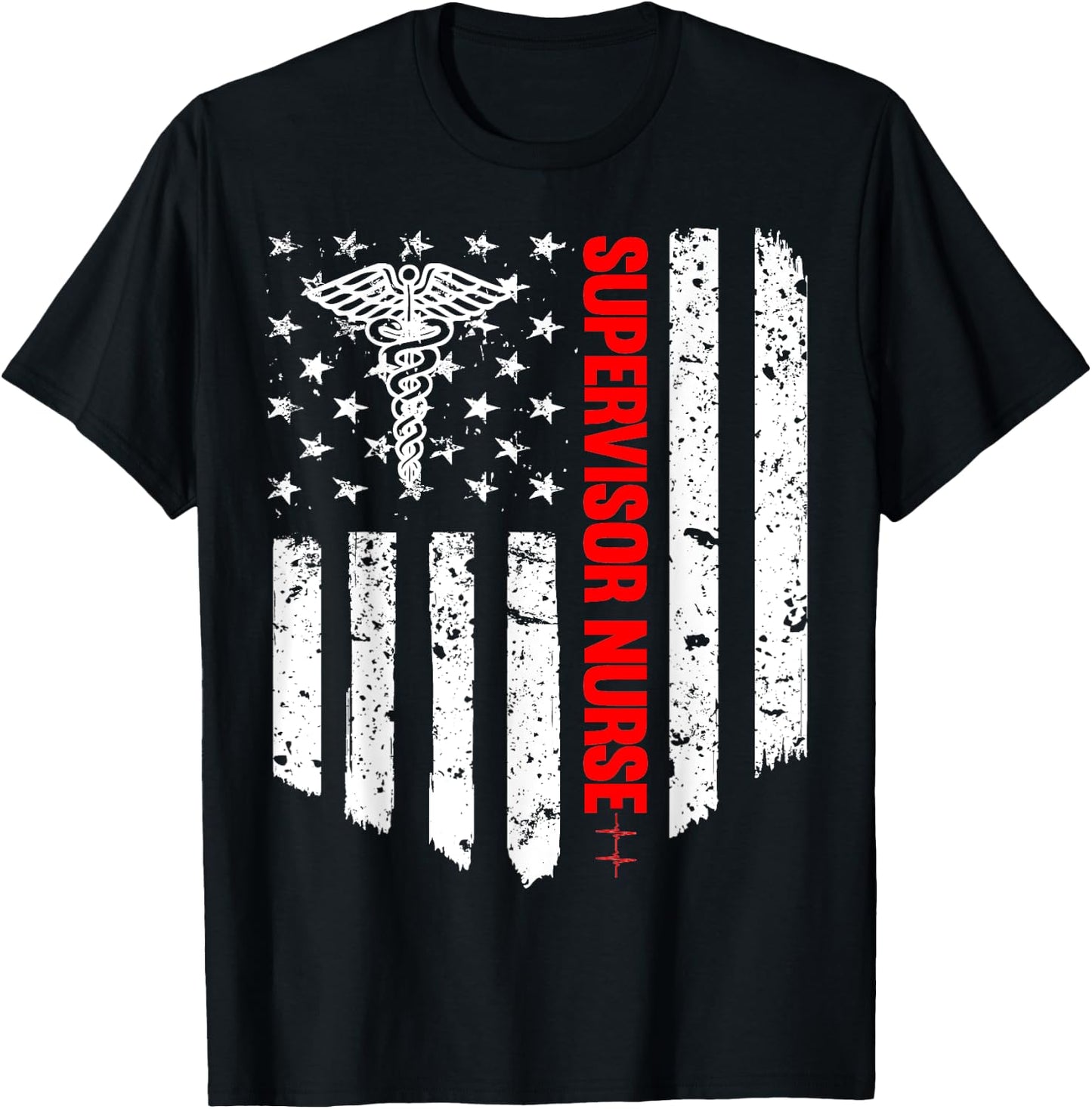 Supervisor Nurse American Flag RN Registered Nurse Gift Men T-Shirt - T-Shirt | Black