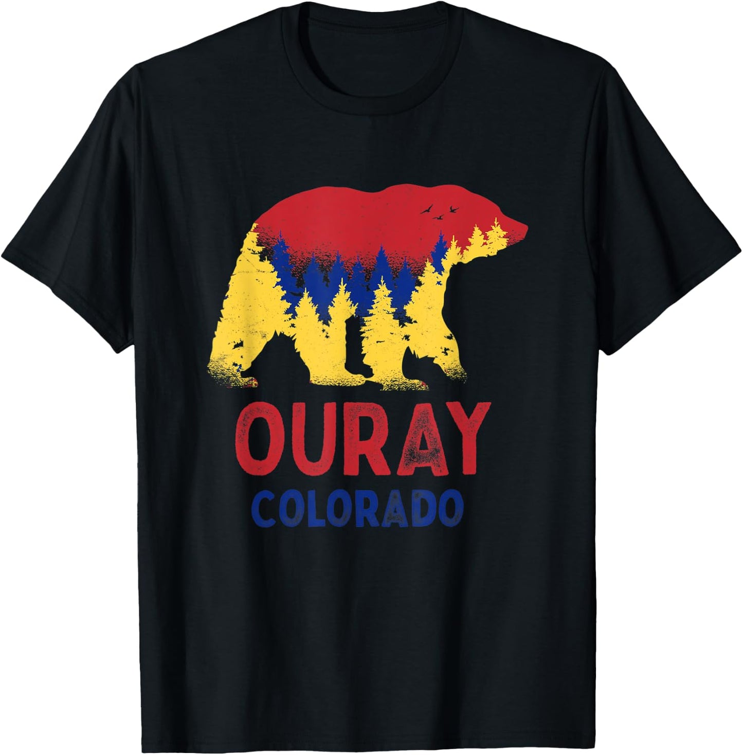 Ouray Colorado Rocky Mountains CO Black Mountain Bear T-Shirt - T-Shirt | Black
