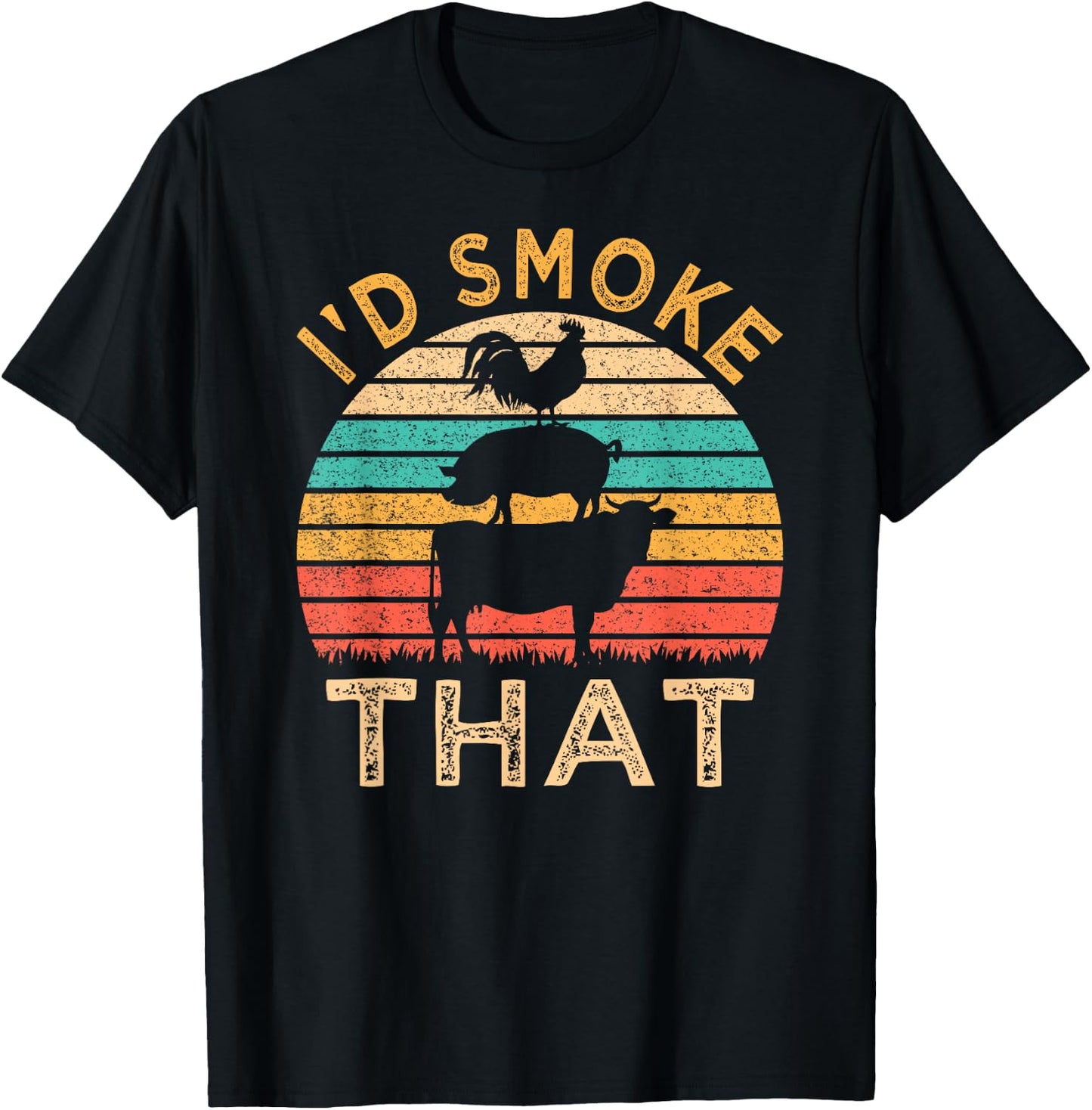 Funny BBQ I'd Smoke That Barbeque Retro Grilling T-Shirt - T-Shirt | Black