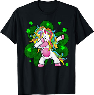 Girls St Patricks Day Outfit - Funny Dabbing Unicorn Women T-Shirt - T-Shirt | Black
