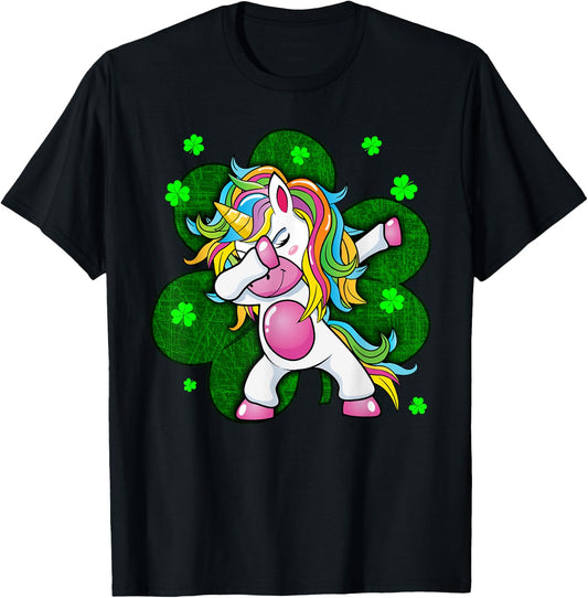 Girls St Patricks Day Outfit - Funny Dabbing Unicorn Women T-Shirt - T-Shirt | Black