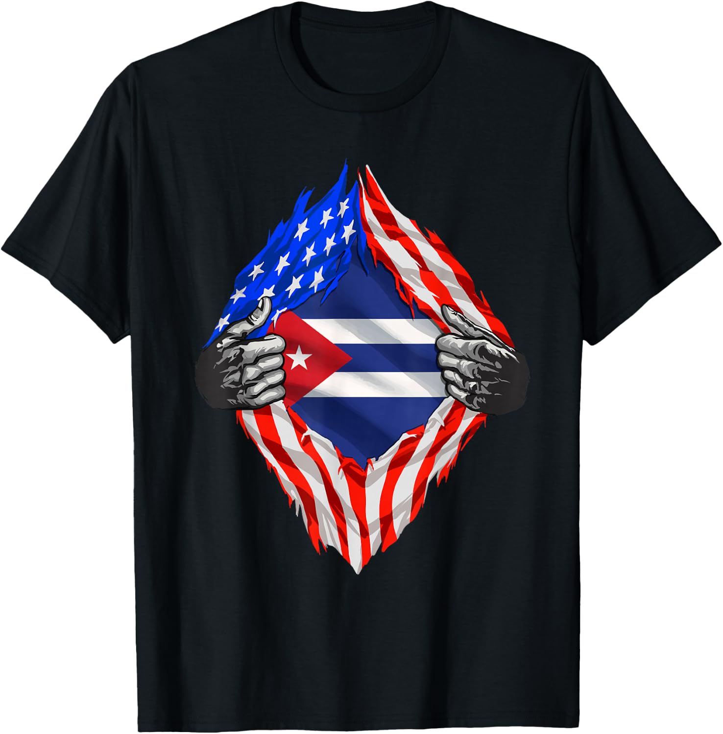 Cuba Shirt American Cuban Flag Hispanic Pride Cubans Roots T-Shirt - T-Shirt | Black