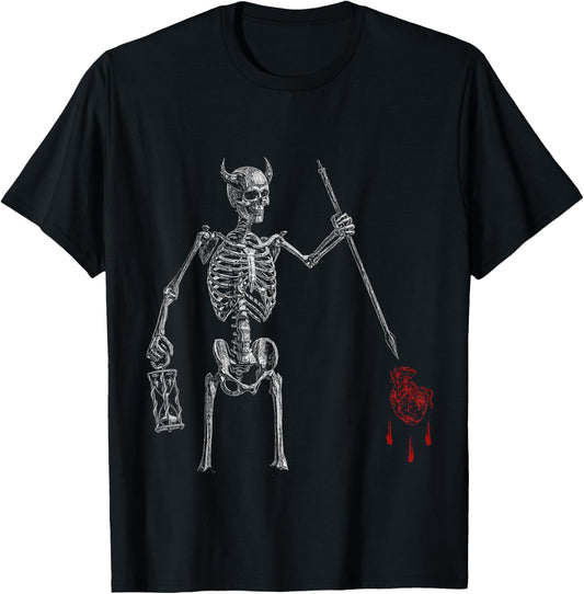 Blackbeard Pirate Skeleton Caribbean Battle Flag T-Shirt - T-Shirt | Black