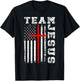 Team Jesus Cross And US Flag T-Shirt - T-Shirt | Black