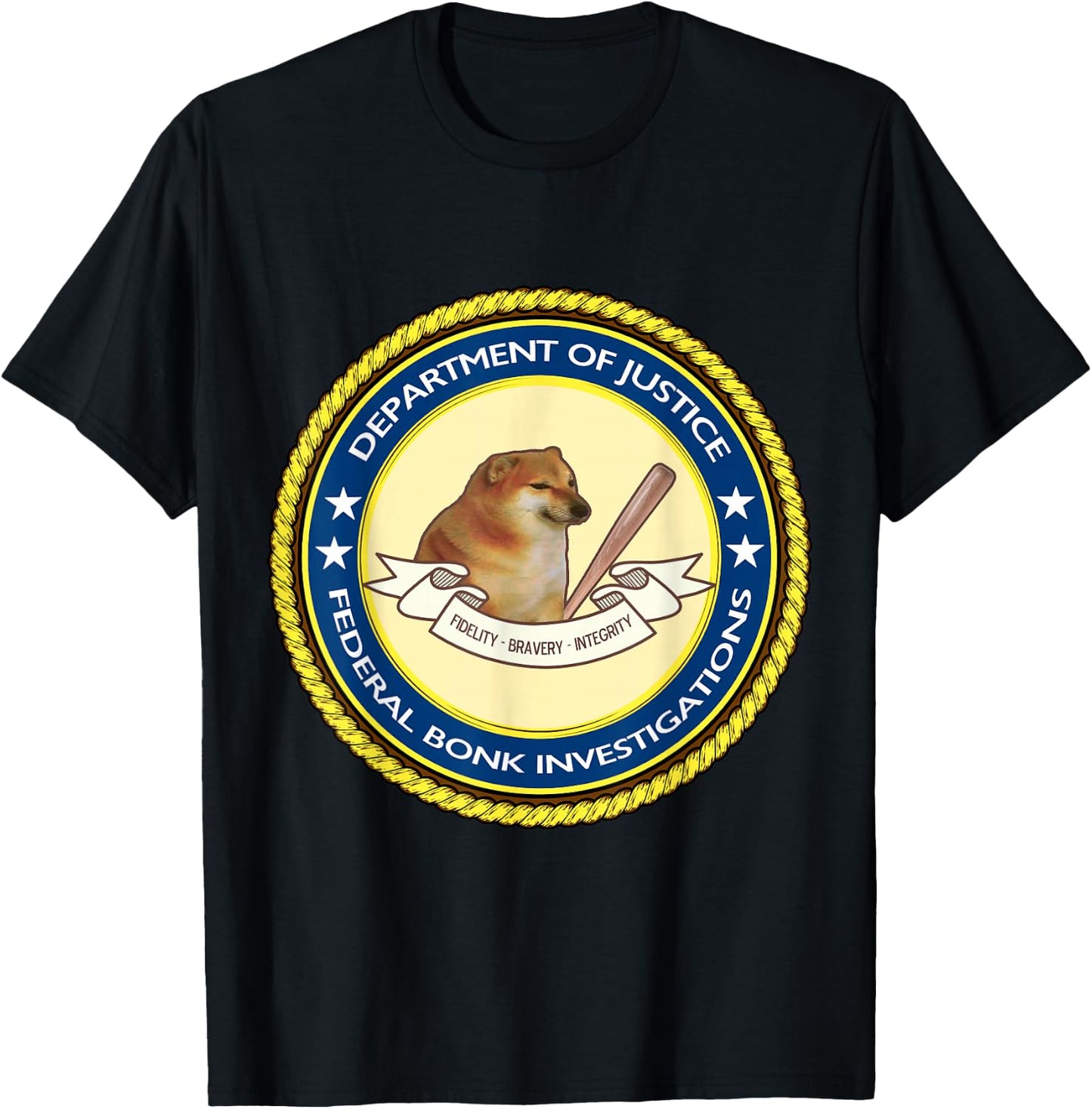 Federal Bonk Investigations - Cheems Doge Meme T-Shirt - T-Shirt | Black
