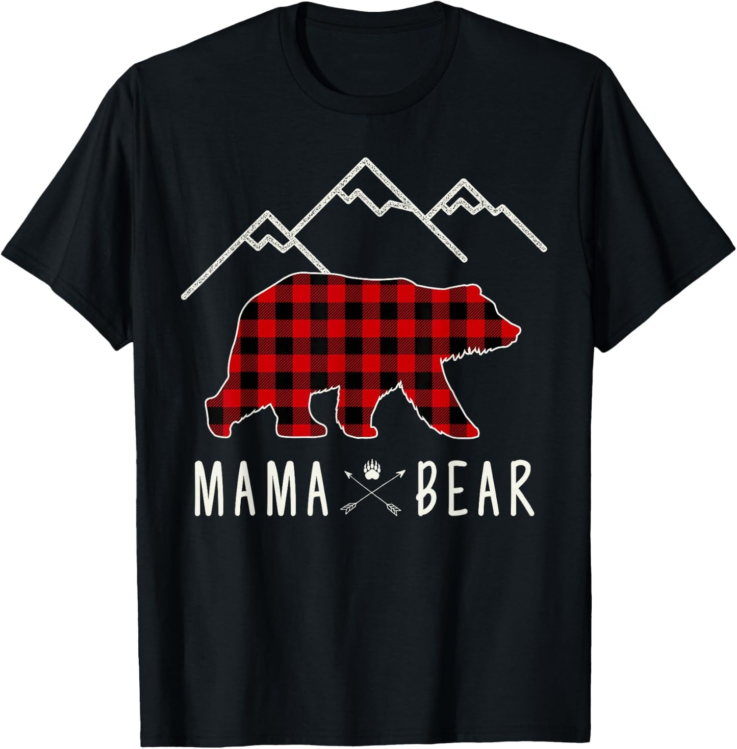 Mama Bear Gift - Buffalo Plaid Mama Bear T-Shirt - T-Shirt | Black