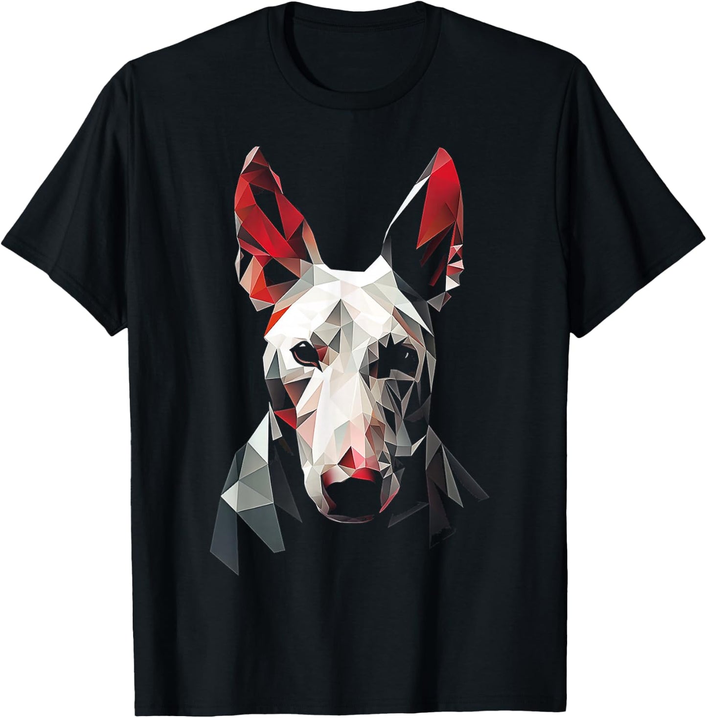 Bull Terrier Polygon Animal Pet Face Art Graphic Dog Women Kids T-Shirt - T-Shirt | Black