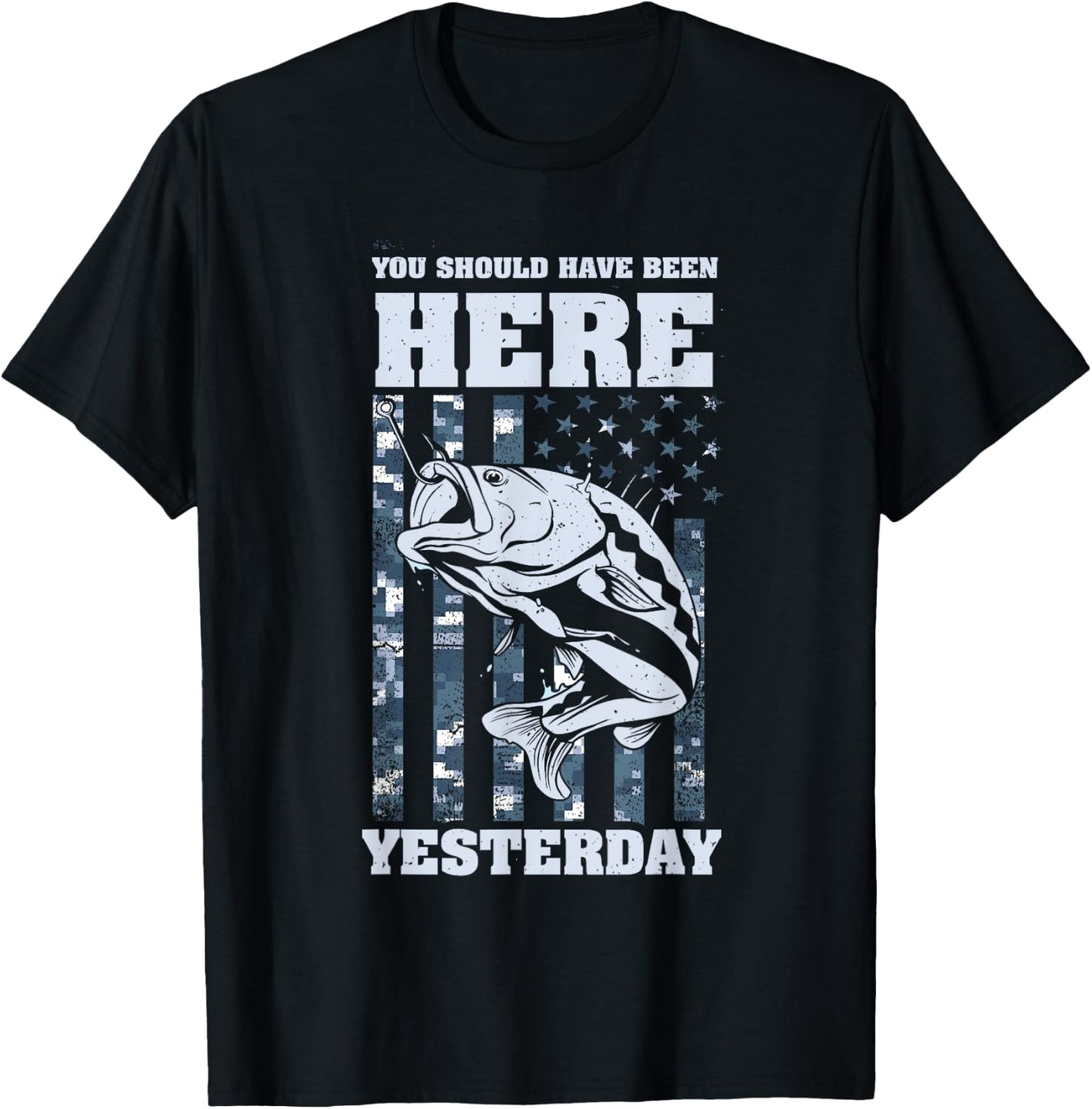 Should have been here Yesterday - Ice Fishing Tip Up Flag T-Shirt - T-Shirt | Black