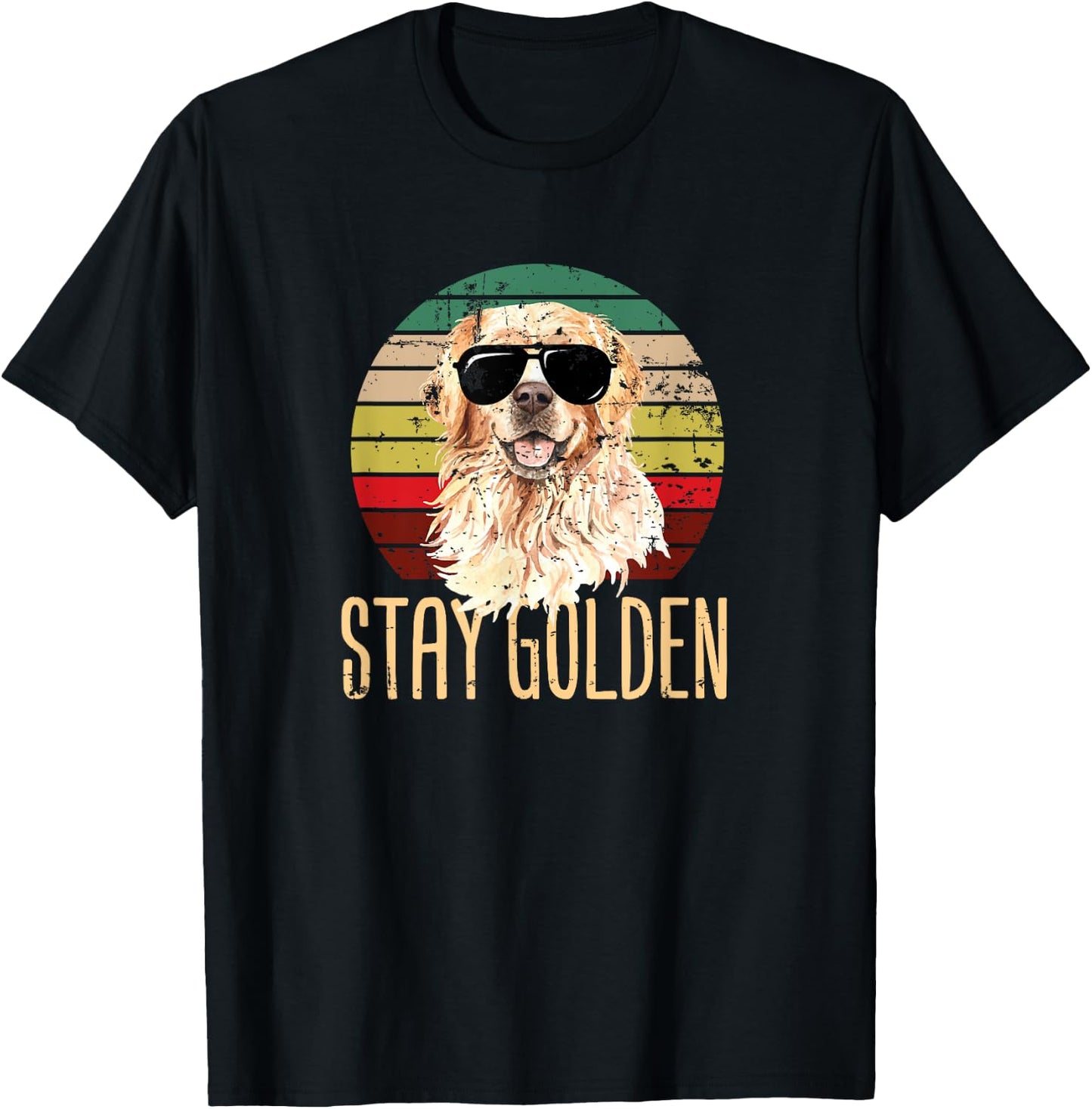 Stay Golden Funny Retro Golden Retriever Dog Breed Lover Men Women Girls Kids T-Shirt - T-Shirt | Black