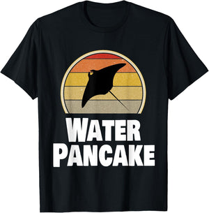 Funny Ray Water Pancake Manta Stingray Ocean Humor T-Shirt - T-Shirt | Black