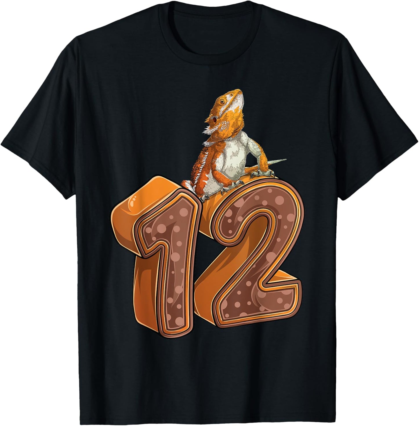 12 Year Old Bearded dragon Reptile 12th Birthday Party B-day T-Shirt - T-Shirt | Black