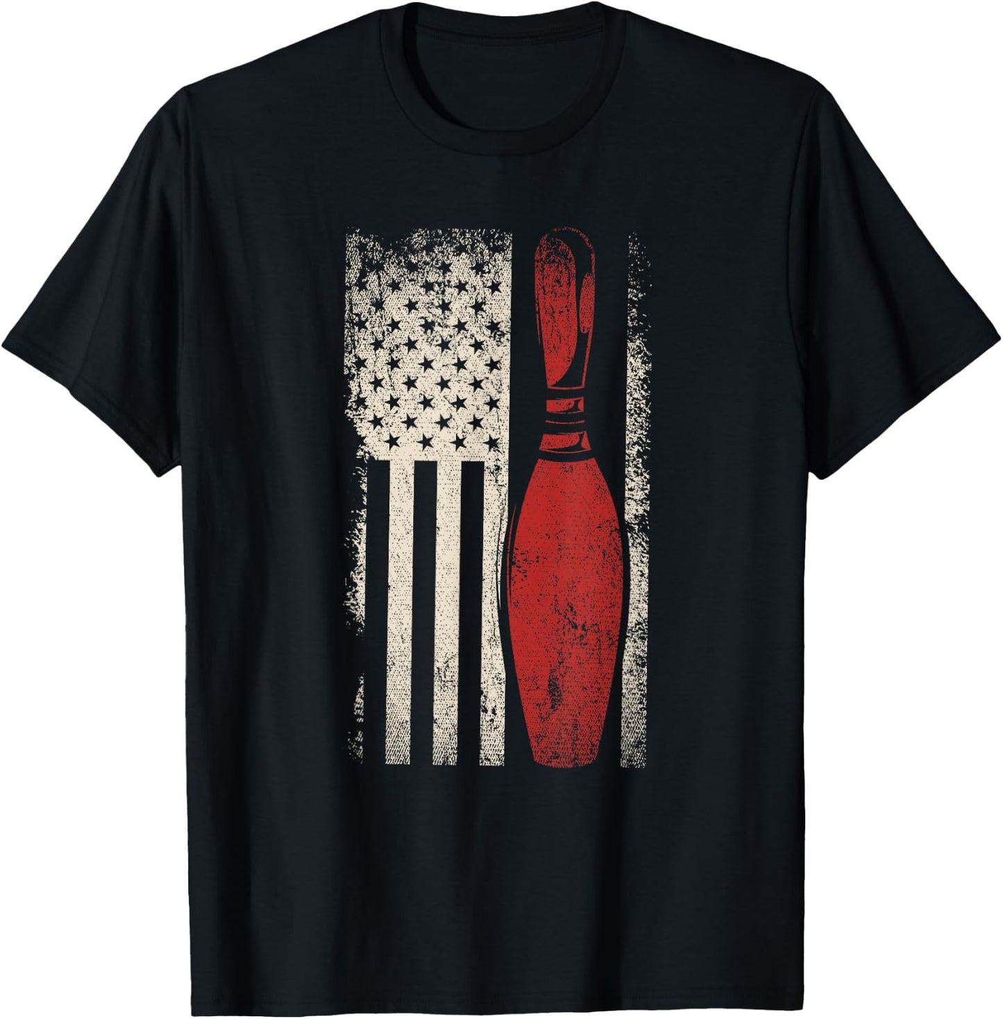 USA Flag Patriotic American Bowler Gift Bowling Pins Bowling Small T-Shirt - T-Shirt | Black
