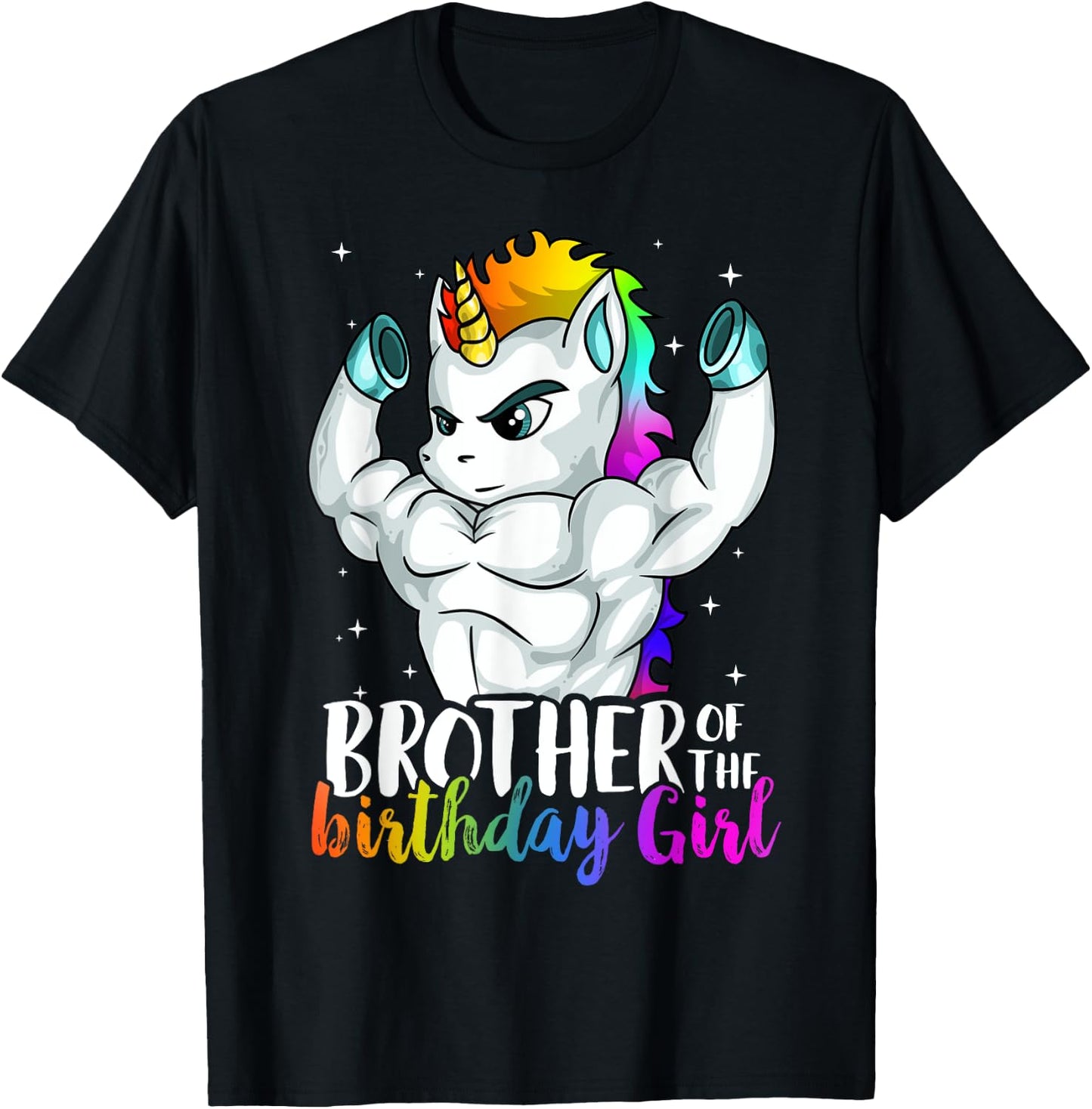 Brother of Birthday Girl Unicorn Boys Son Grandkid Nephew T-Shirt - T-Shirt | Black