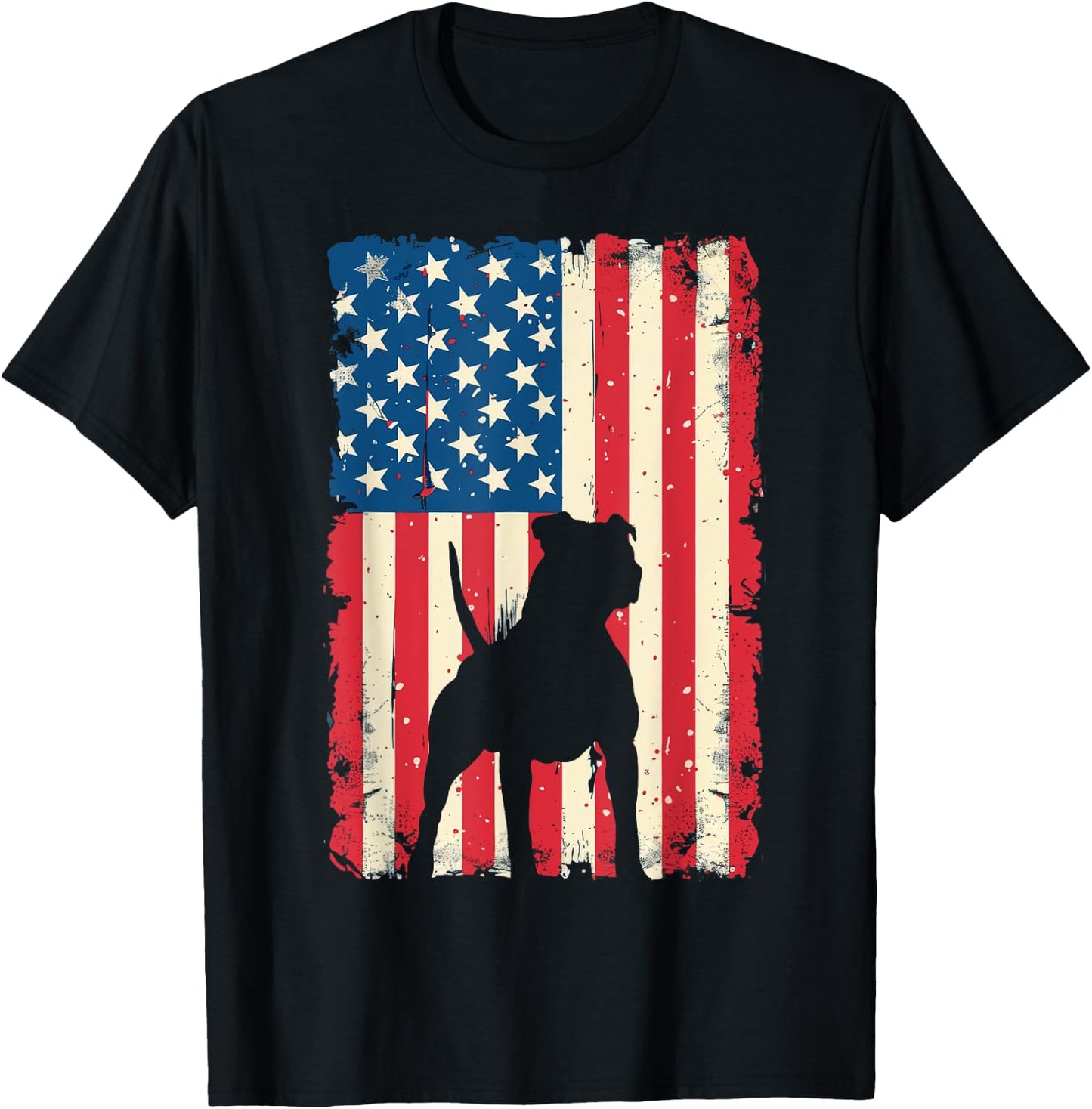Patriotic Pitbull Dog Lover 4th of July USA American Flag Women Kids T-Shirt - T-Shirt | Black