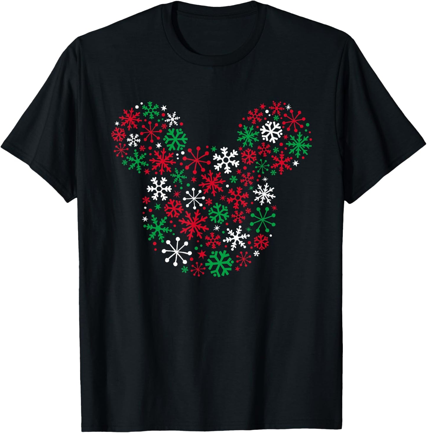 Disney Mickey Mouse Icon Holiday Snowflakes Small T-Shirt - T-Shirt | Black