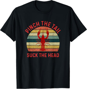 Pinch The Tail Suck The Head Funny Crawfish Crayfish Eating T-Shirt - T-Shirt | Black