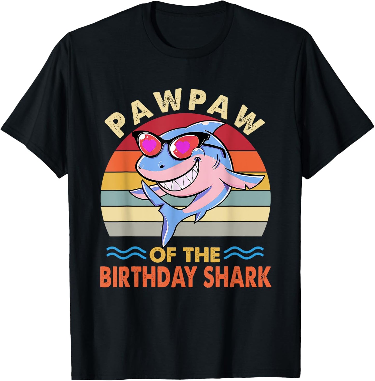 Pawpaw of the Shark Birthday Matching Family T-Shirt - T-Shirt | Black